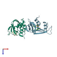 PDB entry 6xhf coloured by chain, top view.