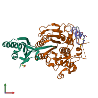 PDB entry 6xib coloured by chain, front view.