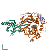 PDB entry 6xic coloured by chain, front view.