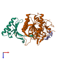 PDB entry 6xic coloured by chain, top view.