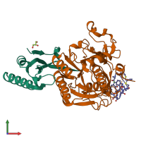 PDB entry 6xie coloured by chain, front view.