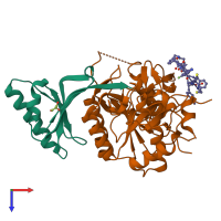 PDB entry 6xie coloured by chain, top view.