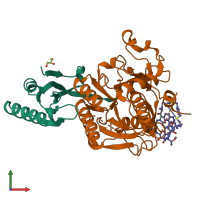 PDB entry 6xif coloured by chain, front view.