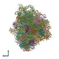 PDB entry 6xir coloured by chain, side view.