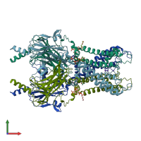 PDB entry 6xit coloured by chain, front view.