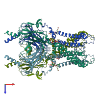 PDB entry 6xit coloured by chain, top view.