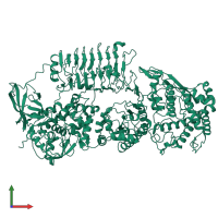PDB entry 6xjb coloured by chain, front view.