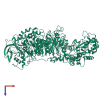 PDB entry 6xjb coloured by chain, top view.