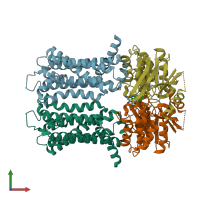 PDB entry 6xjh coloured by chain, front view.