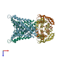 PDB entry 6xjh coloured by chain, top view.