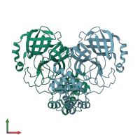 PDB entry 6xkf coloured by chain, front view.