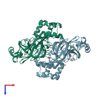 PDB entry 6xkf coloured by chain, top view.