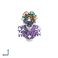 PDB entry 6xl6 coloured by chain, side view.