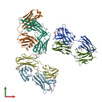 PDB entry 6xli coloured by chain, front view.