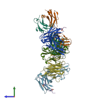 PDB entry 6xli coloured by chain, side view.
