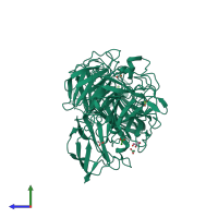 PDB entry 6xls coloured by chain, side view.
