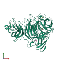 PDB entry 6xlt coloured by chain, front view.