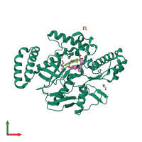 PDB entry 6xmc coloured by chain, front view.