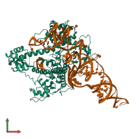 PDB entry 6xmf coloured by chain, front view.