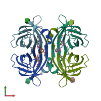 PDB entry 6xnd coloured by chain, front view.
