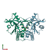 PDB entry 6xnn coloured by chain, front view.