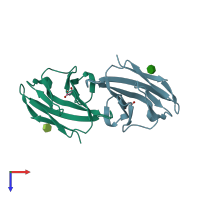 PDB entry 6xno coloured by chain, top view.