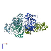 PDB entry 6xoa coloured by chain, top view.