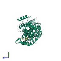 PDB 6xoo coloured by chain and viewed from the side.