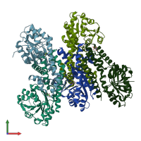 PDB entry 6xp0 coloured by chain, front view.