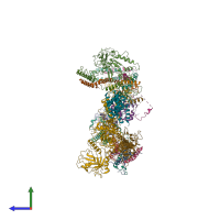 PDB entry 6xp5 coloured by chain, side view.