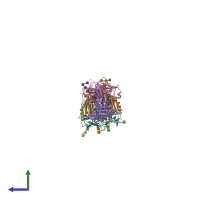 PDB entry 6xp6 coloured by chain, side view.