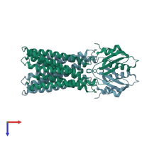 PDB entry 6xpd coloured by chain, top view.