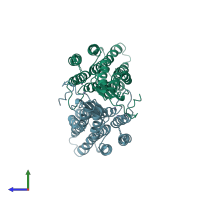 PDB entry 6xpe coloured by chain, side view.