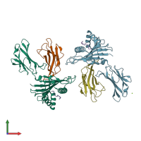 PDB entry 6xqa coloured by chain, front view.