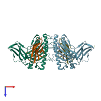 PDB entry 6xqa coloured by chain, top view.