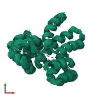 PDB entry 6xqj coloured by chain, ensemble of 55 models, front view.