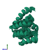 PDB entry 6xqj coloured by chain, ensemble of 55 models, side view.