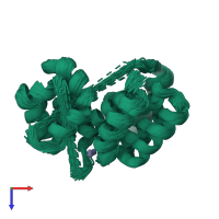 PDB entry 6xqj coloured by chain, ensemble of 55 models, top view.