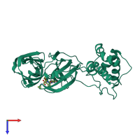 PDB entry 6xqs coloured by chain, top view.