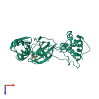 PDB entry 6xqu coloured by chain, top view.