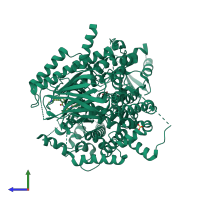 PDB entry 6xrl coloured by chain, side view.