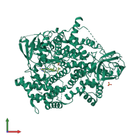 PDB entry 6xrm coloured by chain, front view.