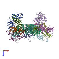 PDB entry 6xsw coloured by chain, top view.