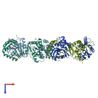 PDB entry 6xt8 coloured by chain, top view.