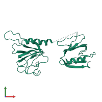 PDB entry 6xtb coloured by chain, front view.