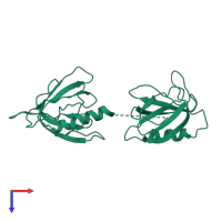 PDB entry 6xtb coloured by chain, top view.