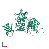 PDB entry 6xtj coloured by chain, front view.