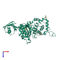 PDB entry 6xtj coloured by chain, top view.