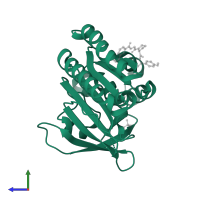 DNA repair and recombination protein RadA in PDB entry 6xtw, assembly 1, side view.
