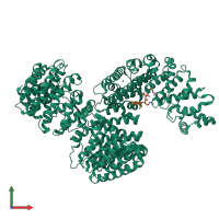 PDB entry 6xu2 coloured by chain, front view.